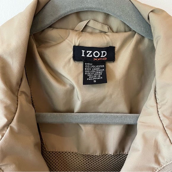 IZOD XFG Men’s Taupe Golf Jacket Size Small Colorblock Half Zip Windbreaker - Picture 2 of 10